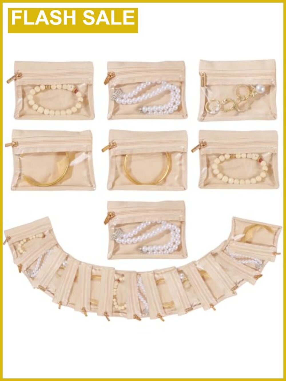 20 Pcs Velvet Jewelry Pouch with Zipper Clear Organizer